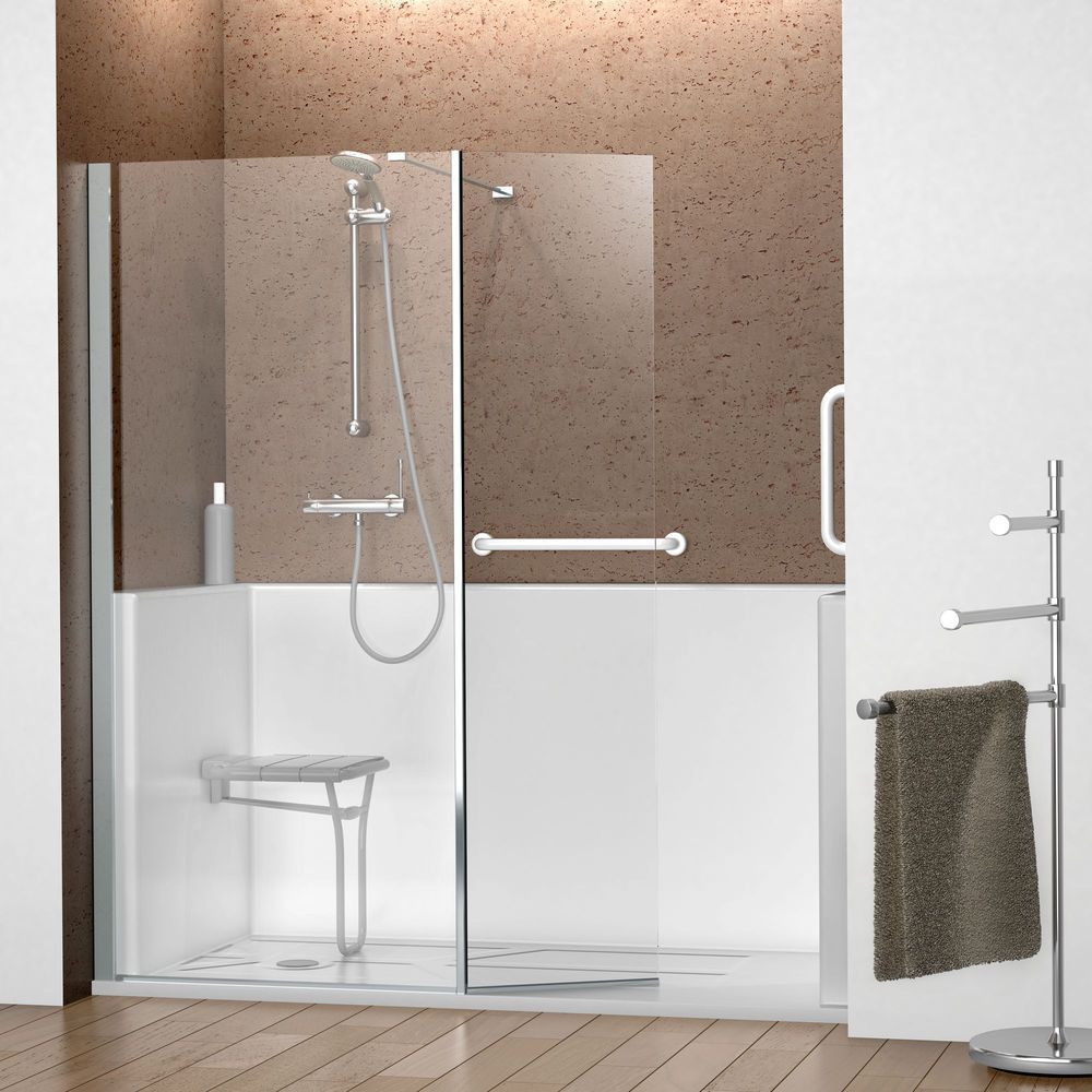 Douche italienne sur-mesure avec receveur plain-pied