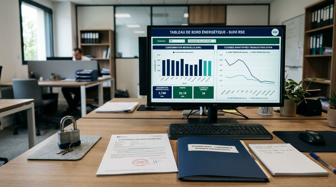 Tableau de bord énergétique et dossier RGPD sécurisé