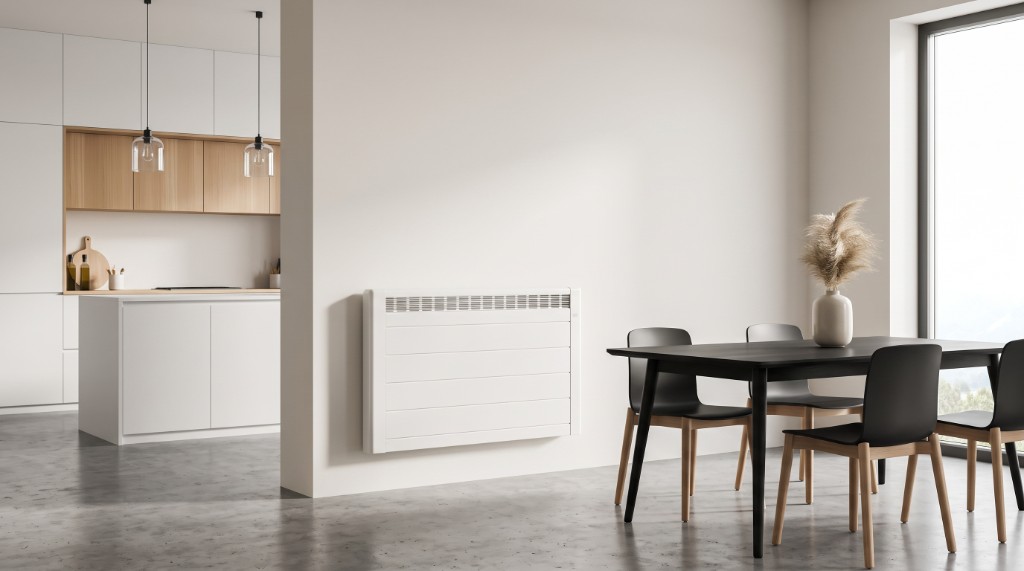 Radiateur à inertie dans un espace de vie moderne